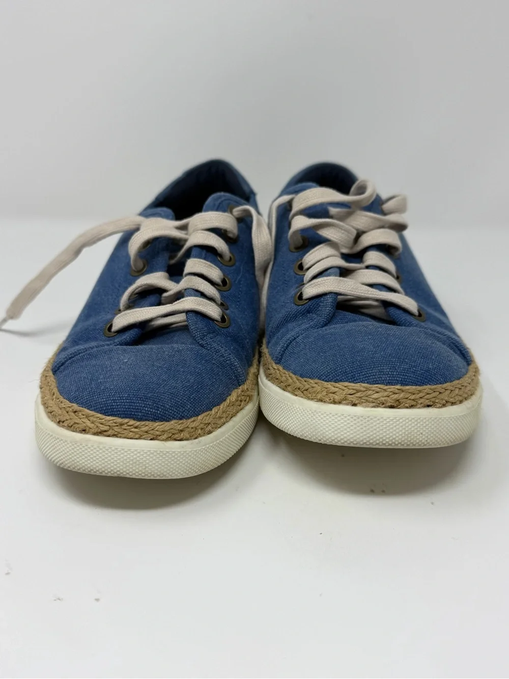 Vionic Hattie Women's Size 7 Blue Canvas Lace-Up Sneakers Nautical Beach Coastal